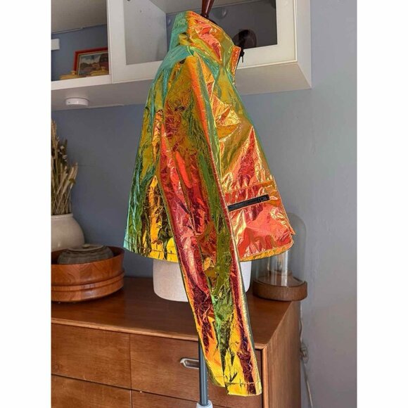 Jaded London Copper Holographic Cropped Jacket & Mini Skirt Set Sz L - Picture 3 of 11